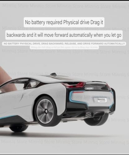Image of Scale Exclusive Alloy Metal Pull Back | Die-cast Car Model with Sound Light Mini Auto Toy for Kids Metal Model Toy Car with Sound and Light (1.22 Scale -B-M-W I8-White)