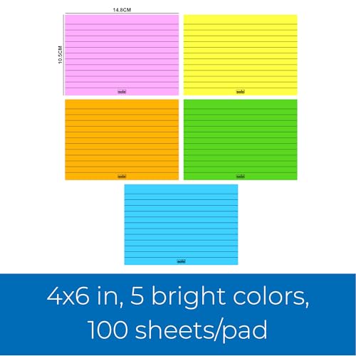 Image of SOLO Memo Ruled Blocks Pack of 2, 100 Tear-Off Sheets in 5 Different Color with 80 GSM, Fountain Pen Friendly Lined Pages for School & College Project, Assignment & Practical (Landscape, 148 x 105 mm)