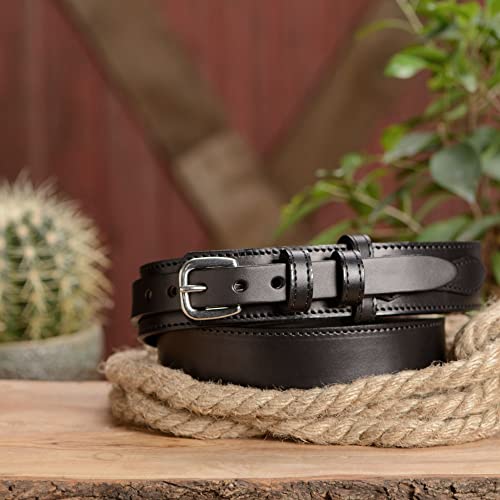 Bullhide Belts Mens Leather Ranger Belt, Heavy-Duty, Genuine Full Grain Stitched Leather Belts 1.50" Wide, Made in the USA3