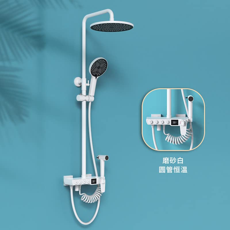 Ensemble de douche de salle de bain à température constante quatre vitesses blanc mat