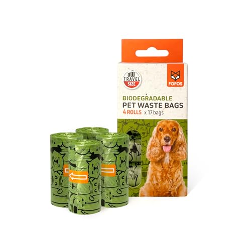 Image of BarkButler x FOFOS Waste Bag Refills - Biodegradable Pet Waste Bags, Leakproof & Durable Dog Poop Bags (4 Rolls, 68 Bags) - Green