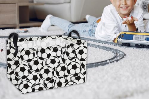 Image of Essme Rectangular Soccer Baskets,Kids Storage Box, Easter Basket for Girls with Handles for Room Decor, Book Bins,Shelf Basket.( Soccer basket)