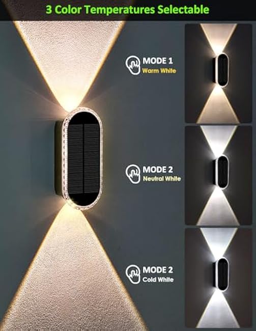 Solar Fence Lights Solar Wall Lights Outdoor Solar Lights 3000K 4000K 6000K Dual-Head Up&Down