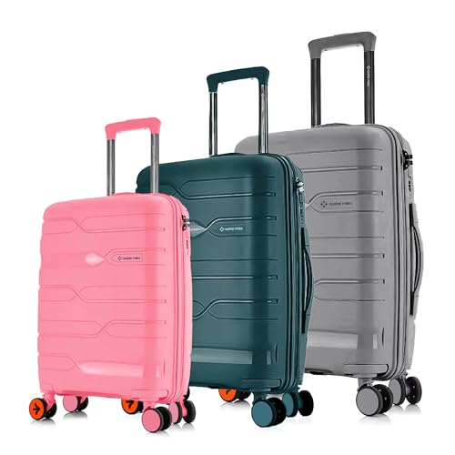 Image of Nasher Miles Paris Hard-Sided Polypropylene Luggage Set of 3 | 55cm, 65cm & 75cm | 8 Wheels Double Spinner Small, Medium & Large Trolley Bag for Travel | Suitcase (Multicolor)