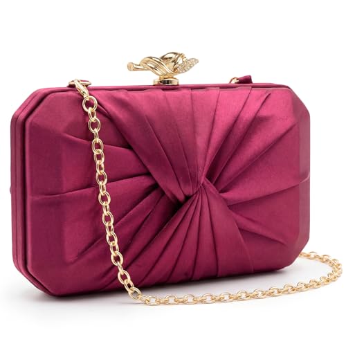 Image of CHUNLI Satin Clutch Bag, Elegant Clutch Purse for Women, Gold Evening Bags