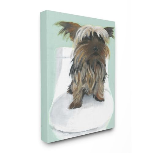 Image of Stupell Industries Yorkie Bathroom Comic, 36 x 48 Inch Canvas Wall Art