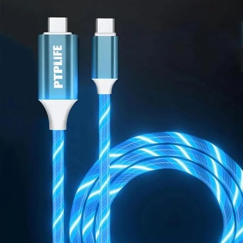 Câble de charge rapide LED 60 W - USB C vers USB C - 1 m - Avec effet lumineux - Compatible avec iPhone 17/16, Samsung S24/S23, Huawei - Pour voiture et...