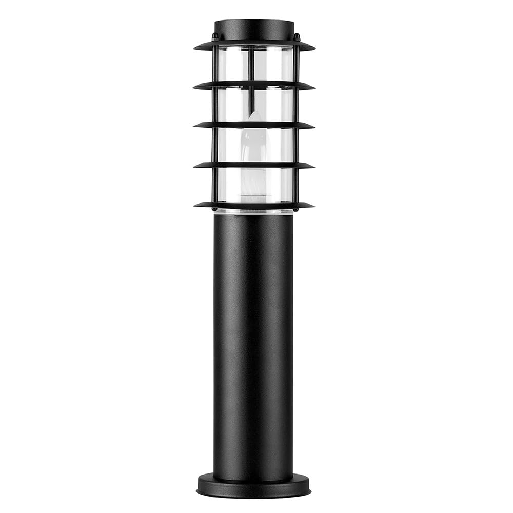ValueLights Wharf Bollard Light - Black - Stainless Steel - Warm White LED Bulb