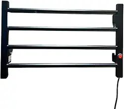Toalheiro Eletrico, Toalheiro Térmico Porta Toalha Seca E Aquece 4 Barras Alumínio 110v Ou 220v, Bivolt Chave Seletora, Desenvolvido 100% em Alumínio(preto)