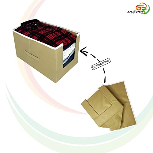 Image of GR Art&Craft inchOrganize Your Space inch Non Woven Shirt Stacker /Shirt Organizer /Wardrobe Organizer /Cloth Organizer /Cloth Cover- 6 Pcs Combo (Beige)