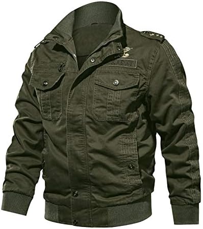 Men's Military-Style Tactical Jacket Cotton-Blend Fabric Multi-Pocket Design Oversized Fall Coat for Men
