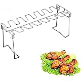 Chicken Wing Leg Rack for Grill Oven Steel Vertical Roaster Stand in BBQ Barbecue Accessories 14 Slots Stainless Steel Folding Roasted Chicken Leg Rack