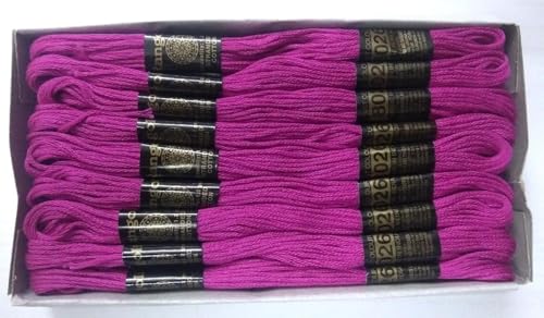 Hilo de algodón rosa rubí en set de 100 madejas de 6 capas para tejer 2