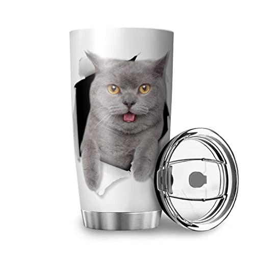 Taza térmica de acero inoxidable de 20 oz con doble pared aislada al vacío, taza de viaje, taza de café con tapa…