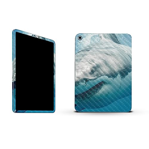 Image of MightySkins Carbon Fiber Skin Compatible with Apple iPad 10.9 inch 10th Gen (2022) Full Wrap Kit - Great White Shark | Protective, Durable Textured Carbon Fiber Finish | Easy to Apply | Made in The USA