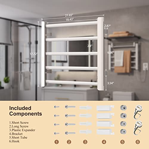 Sharndy Electric Towel Warmer 5 Bars Heated Towel Rack Plug In Wall-Mounted Drying Rack With Hooks Etw29P Towel Heater 65W For Bathroom 17.72 X 21.65 X 3.74 Inches #TOP7