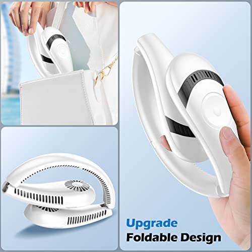 Image of Neck Fan, 5000mAh Foldable Bladeless Fan 360A‚ Cooling Wearable Personal Fan, Rechargeable Hand-free Neck Fan with 3 Speeds, 80 Air Outlet for Travel, Outdoor, Home, Office, School, Camping