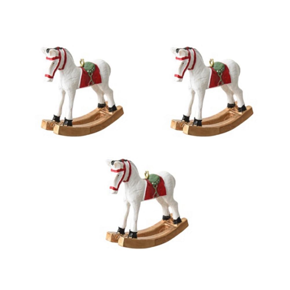 CTRLZS New Three-Dimensional Rocking Horse Small Pendant Tree Decoration Pendant Retro Decoration White