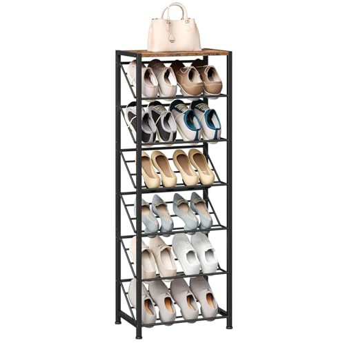 HOOBRO Shoe Rack for Entryway, 7-Tier Slanted Shoe Storage Shelf,