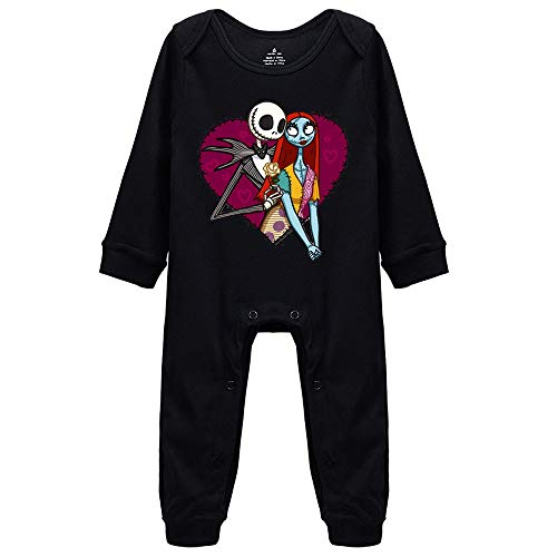 Image of The Love of The Skeleton Infant Fun Print Bodysuit Unisex Baby Long Sleeve Rompers Black