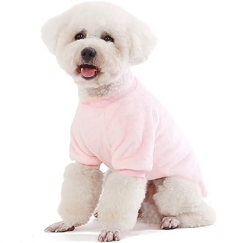Image of FabriCastle Dog Sweaters, 3-Pack Dog Clothes for Small Dogs Girl & Cats, Soft and Warm Pet Coats XXS - XXL, Winter Pet Jackets, Doggy Apparel Costumes, Puppy Outfits (Ballet pink,Skyblue,Peach, Small)
