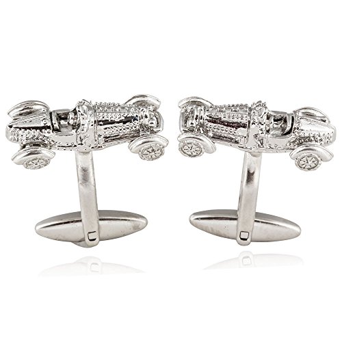 Gemelos Cuff-Daddy Auto de Carreras en Plata con Caja miniatura 3