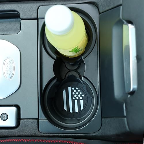 Image of Amooca Car Cup Coaster Universal Non-Slip Silicone Cup Holder Insert Car Interior Accessories for Drink American Flag US Flag 2 Pack Black