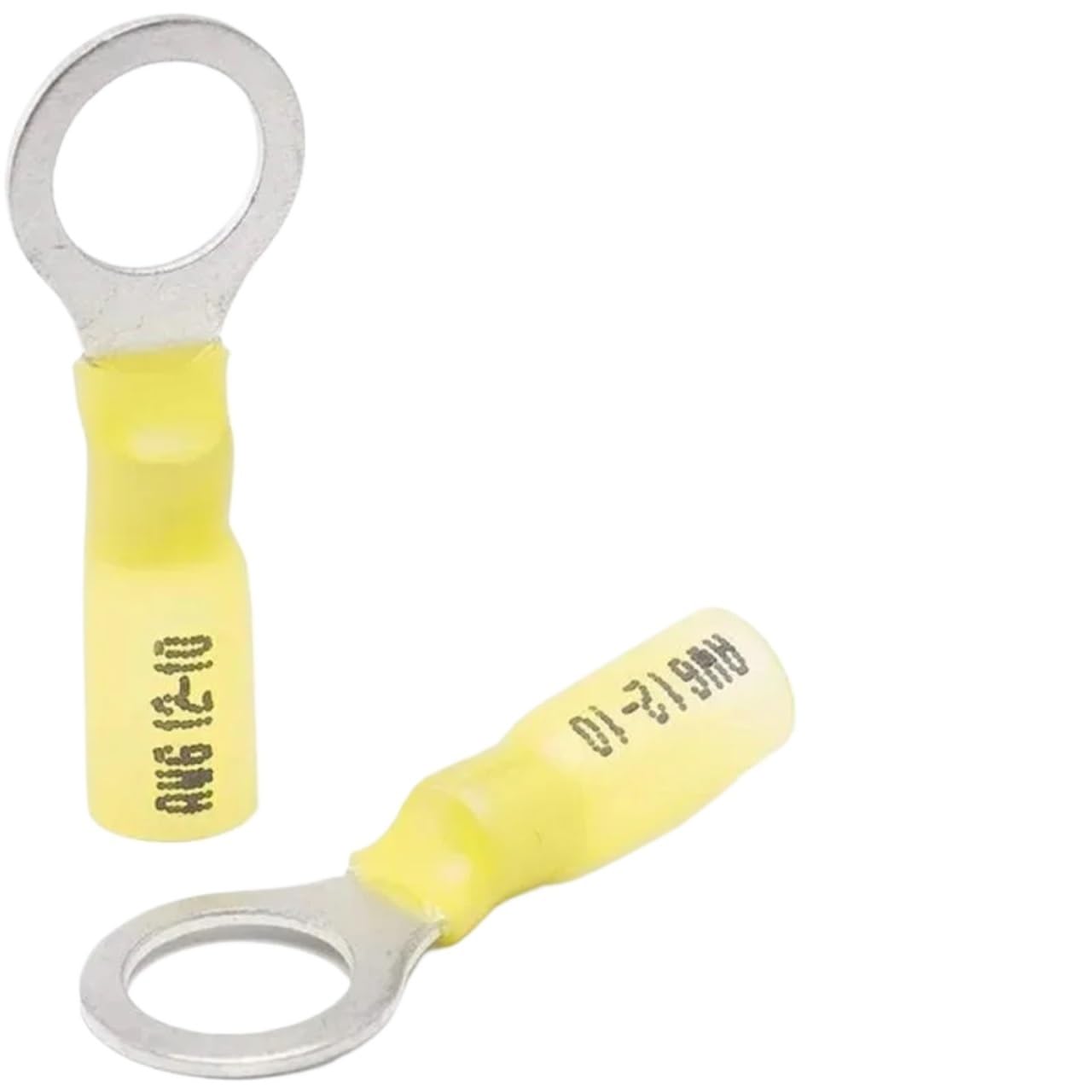 Ensdiepls Yellow Insulated Ring Terminals, 100Pcs Heat Shrink Splice Terminals Multicolor M5/6/8/10 Rv1.25-8 Home Factory Cars Ship(,M8)