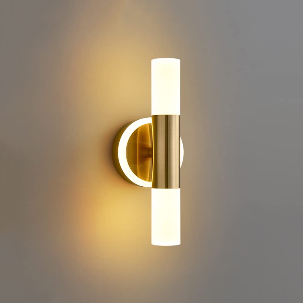 Jadssox Lámpara LED de montaje en pared, aplique de pared dorado hacia arriba y abajo, apliques de pared para interiores, accesorio de iluminación para el hogar, sala de estar, dormitorio, cabecera, p