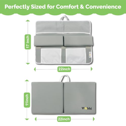 Image of Wobbi Comfortable Bath Kneeler and Elbow Rest Pad Set | 6 Suction Cups for Slip-Resistant Stability | 1.5 inch Thick Memory Foam Bath Kneeling Pad with 4 Storage Pockets (Grey)