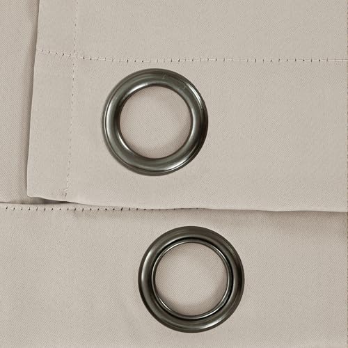 Image of Lush Decor Insulated Grommet Blackout Window Curtain Panels, Pair, 52 inch W x 108 inch L, Wheat - Classic Modern Design - Chic Window Decor - Long Curtains For Living Room, Bedroom, Or Dining Room