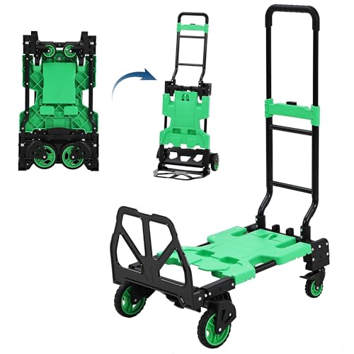 Carretilla plegable 2 en 1, 330 lb capacidad, verde