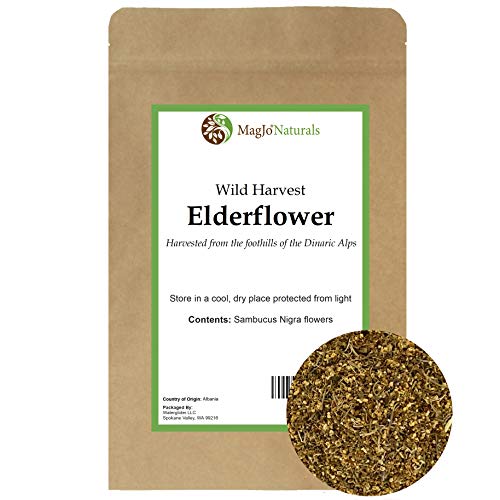 MagJo Naturals Elderflower, Dried Flowers, Loose Leaf Herbal Tea, Bulk 8 oz (half pound) (1 package)