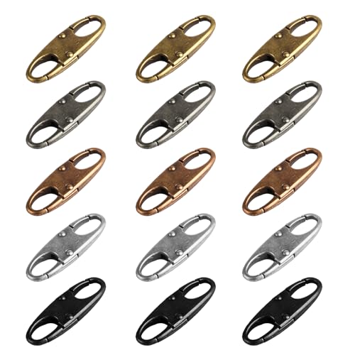 Paquete de 15 cremalleras metálicas, cremalleras antirrobo para mochilas, clips de cremallera metálicos para candado de tienda, candado de mochila, billetera, equipaje, cierre de bolso
