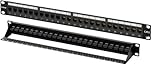 FGB 10Gbps Patch Panel 24 Port, Cat6 Keystone Patch Panel, 19" Rackmount or Wall Mount Patch Panel 1U with Back Bar, Network Patch Panel for Gigabit Network Switch