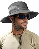 FURTALK Mens Bucket Sun Hat UPF 80+ Wide Brim Hiking Fishing Beach Outdoor Hats Dark Grey