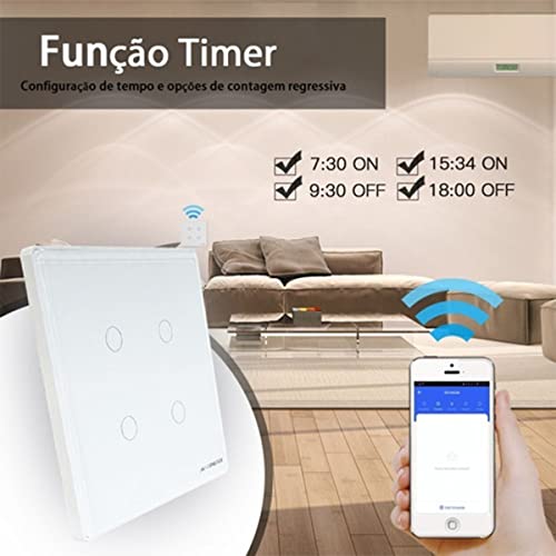 NovaDigital Interruptor Inteligente 4x4 Wi-Fi 4 botões Touch Screen Alexa Google Home Tuya Smart Lif