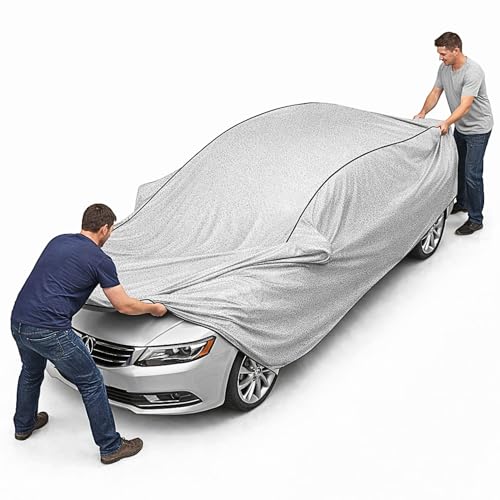 Image of Car Cover for BYD e6 Waterpoof All Weather Protection Magic Cotton Fabric Heavy Buckle & Mirror Pockets Full Body Dustproof Cover (Silver)