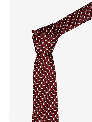 Image of BLACKSMITH Red Jacquard Tie for Men - Red Formal Tie for Men