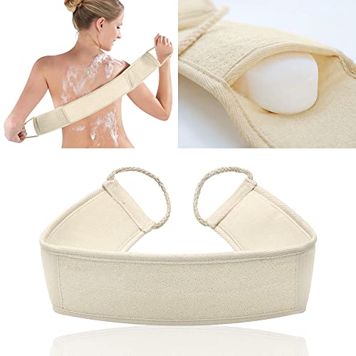 Pinkiou Rückenschrubber für Dusche Peeling Luffa Schwamm Luffa Rückenbürste Dusche mit ergonomischem Griff Effektive Reinigung und Peeling Perfekt für die tägliche Körperpflege