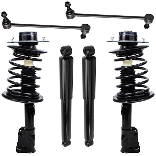 Image of Detroit Axle - FWD Front 6pc Struts Kit for 2001-2007 Chrysler Town & Country Dodge Grand Caravan 2001-2003 Voyager, Struts & Coil Spring Sway Bars Rear Shock Absorbers Replacement Suspension