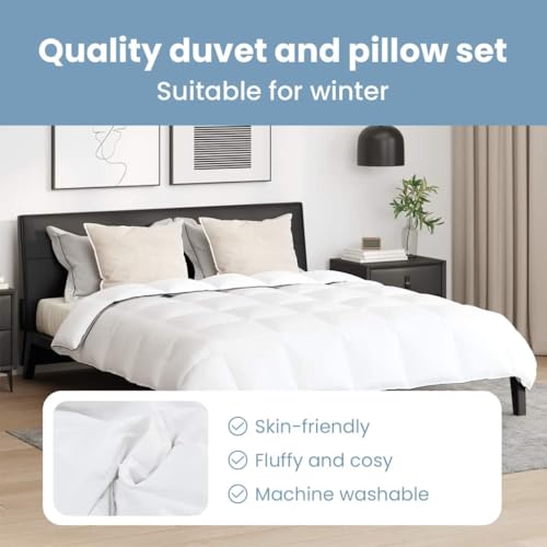 Vidaxl Set Di Piumoni Con Cuscino 3 Pcs Bianco Microfibra E Cotone, Set Copripiumino Moderno, Design Minimal, Biancheria In Cotone, Lenzuola Confortevoli, Morbido Effetto - 4