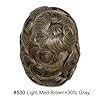 FACE MIRACLE Lace Toupee For Men Real Human Hair Replacement System Soft Lace Hair Piece For Mens Toupee Breathable Hairpiece Black Brown Grey 8X10#530 Medium Light Brown Mixed 30% Grey #1
