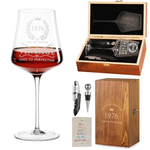 Imourari 50th Birthday Gifts for Women, 15oz Vintage 1976 Wine Glass Set