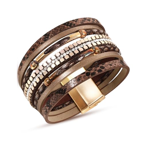 Leather Wrap Bracelet – Boho Woodland Bangle for Women