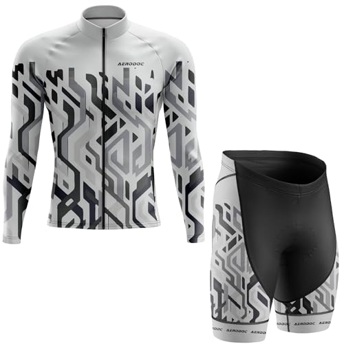 Image of Men's Cycling Jersey, Short Sleeve, Geometric Pattern, Grey and Black
