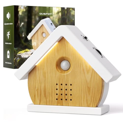 OUSFOT Boîte à Détecteur de Mouvement avec 9 Chants d'oiseaux, Boîte de Sons Naturels avec Support Mural, Fonction de Synchronisation, pour Chambre, Salon,...