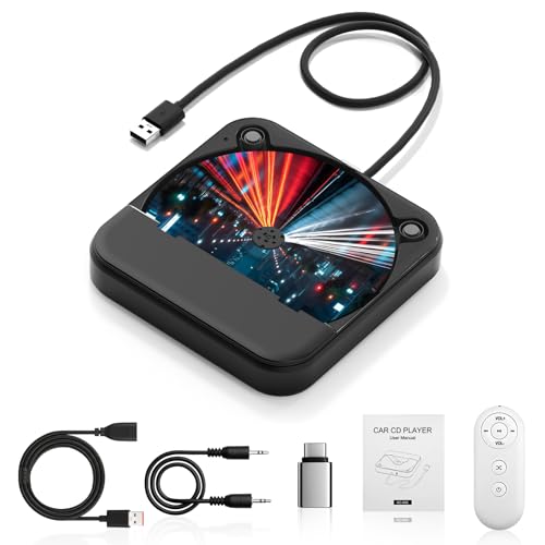 External Portable CD Player for Car Plug and Play Car CD Player with USB Port AUX Port Universal USB Player for Vehicle Laptop TV Computer for Android 4.4 and Above Navigation