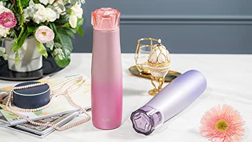 Image of Zak Designs 20 oz Jewel Vacuum Insulated 18 /8 Stainless Steel Water Bottle with Leak-Proof Lid, Keeps Cold and Fits In Car Cup Holders for Travel (20 oz, Amethyst)
