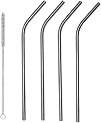 Tuut Jogo com 5 Peças de Canudos Curvos Reutilizáveis em Inox e Escova para Higienização – Sustentabilidade e Praticidade